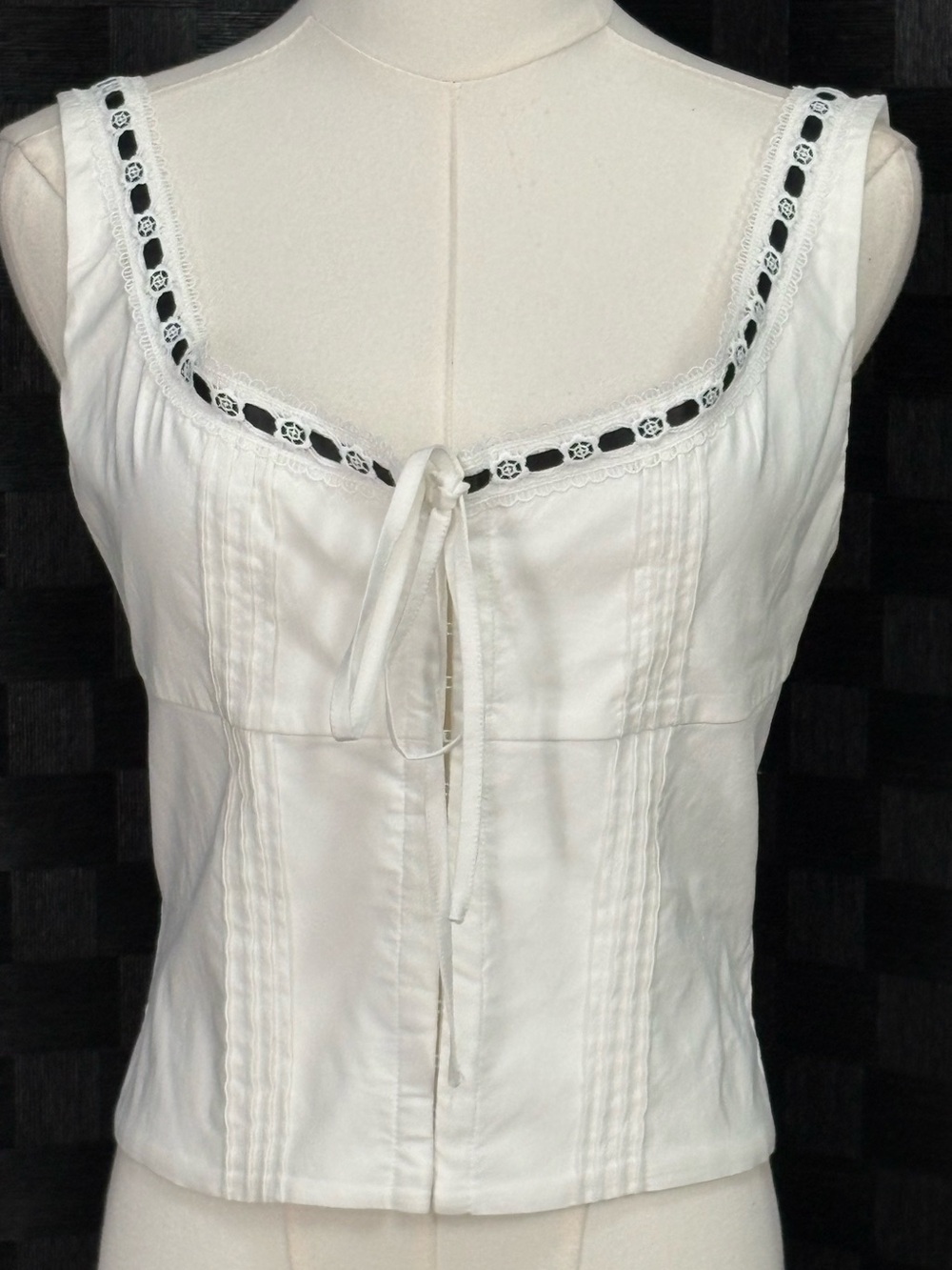 Coquette white Milkmaid Corset Tank Top Lace Trim